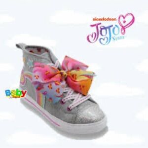 Kids' Silver Sneakers with Rainbow Bow